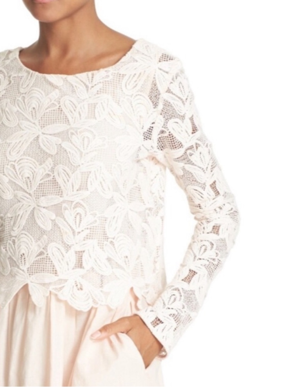 See by Chloe pink Floral Lace Long Sleeve Top